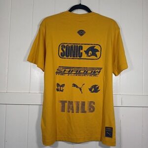 NEW - Puma x Sonic the Hedgehog Mens Graphic T-Shirt Yellow Small Tails Shadow